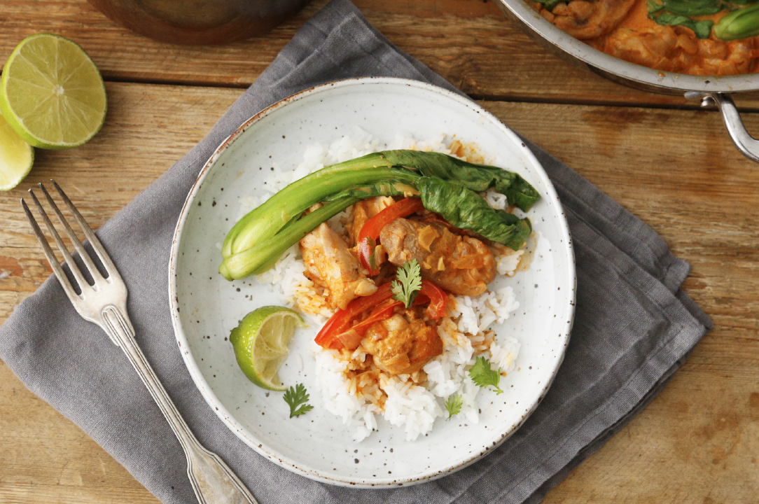 coconut chicken curry with bok choy