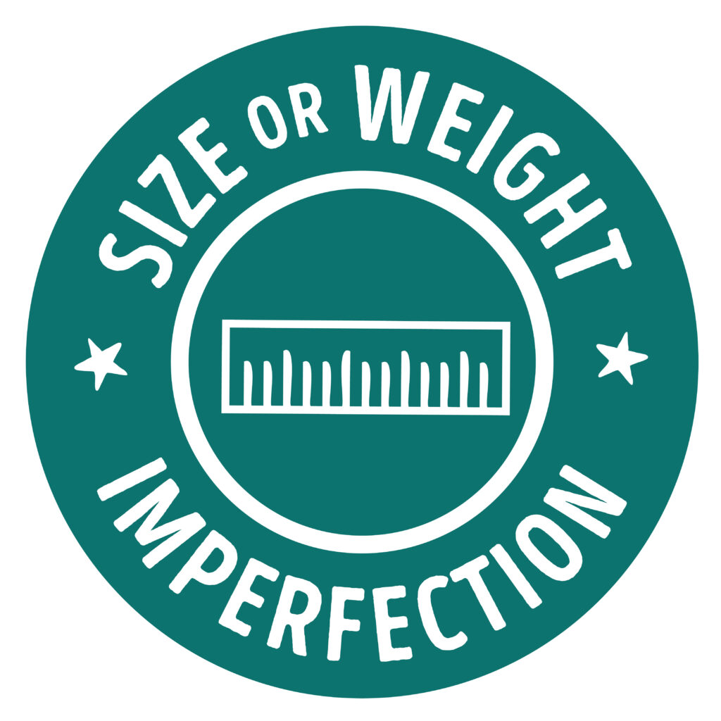 size or weight imperfection badge