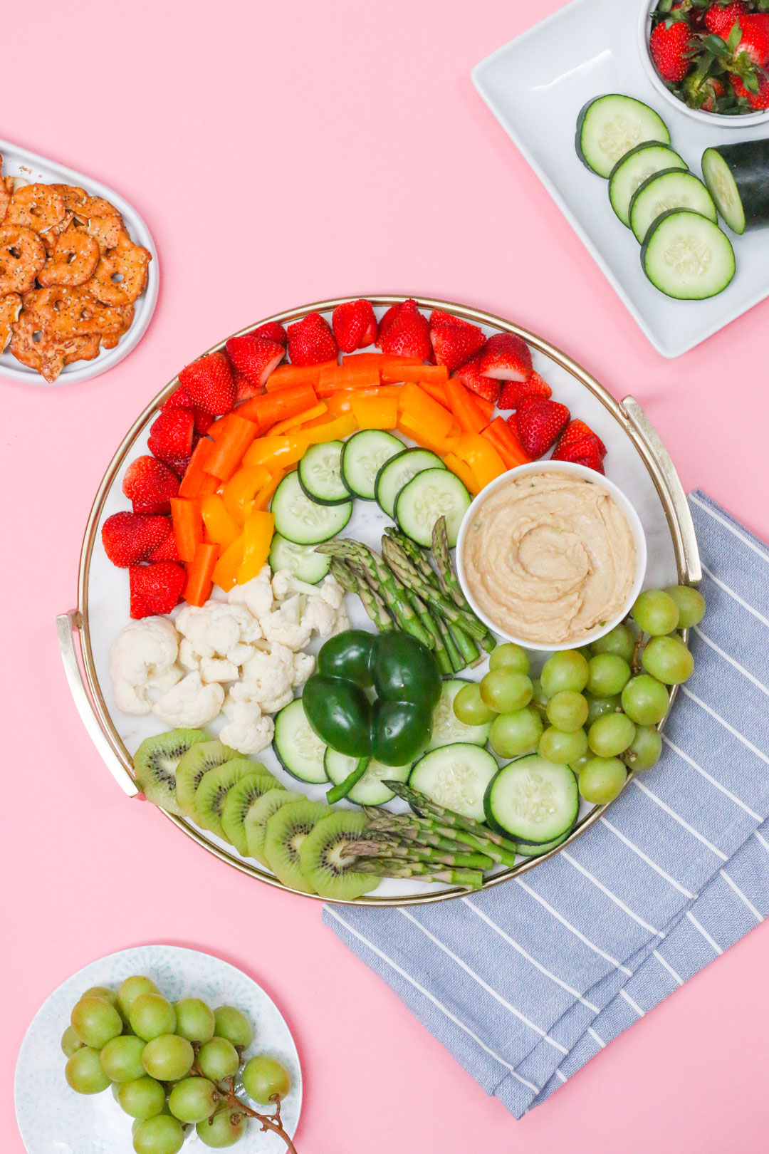 fruit and veggie rainbow snack board