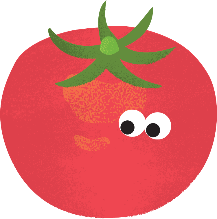 tomato illustration with googlies