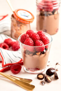 Easy Dark Chocolate Pudding with Raspberries