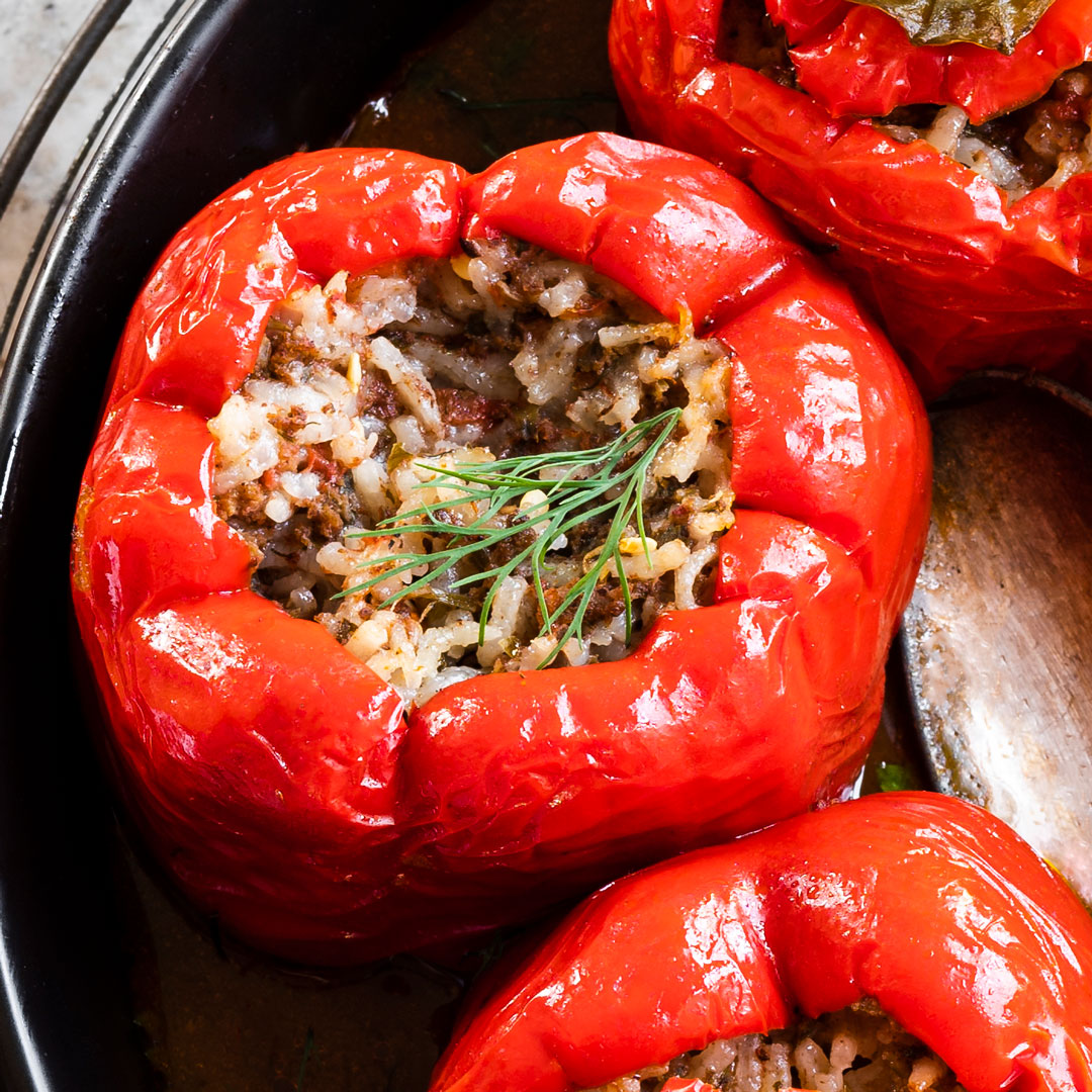 Herby Egyptian Stuffed Red Peppers (Mahshi)