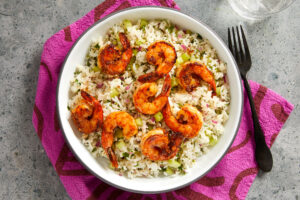 Jasmine Rice Salad with Spicy Shrimp